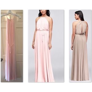 David’s Bridal. Soft chiffon. Petal Pink.
